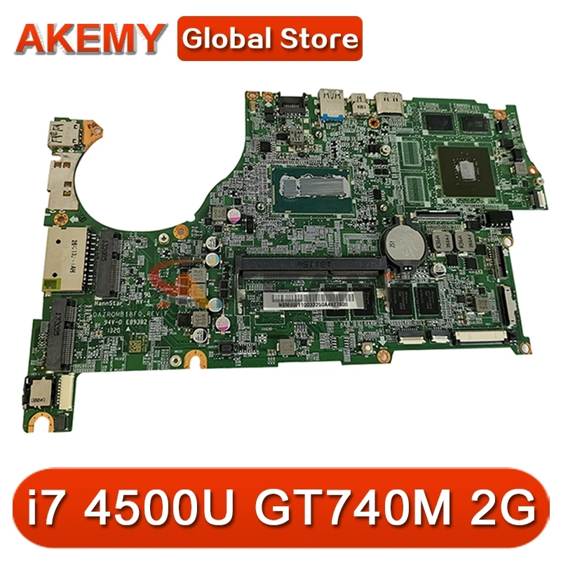 

Akemy DAZRQMB18F0 for ACER V5-573G V5-473G V5-573 V5-573 ZQR Laptop Motherboard CPU i7 4500U GT740M 2G 4G RAM Test OK Mainboard