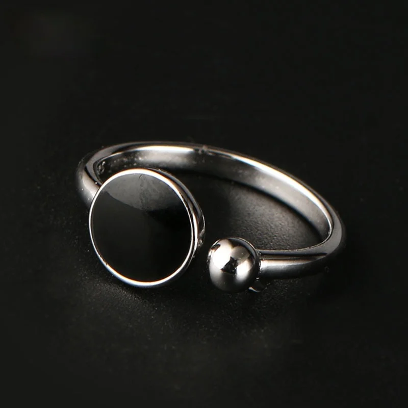 Серебряное покрытие изысканное кольцо с черной точкой для женщин, открытое на указательном пальце, свадебное украшение лучший юбилейный день рождения подарок.