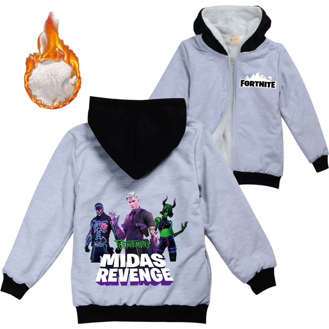 

Fortnite Winter Jacket Kid Thick Warm Fleece Zipper Cardiga Jacket Coat Sportwear Child Boys Girls Streetwear Hoodies Sweatshirt