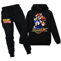 2021 kids cartoon boys and girls spring autumn sports leisure cotton long sleeved hoodie trousers two piece suit 2pcs