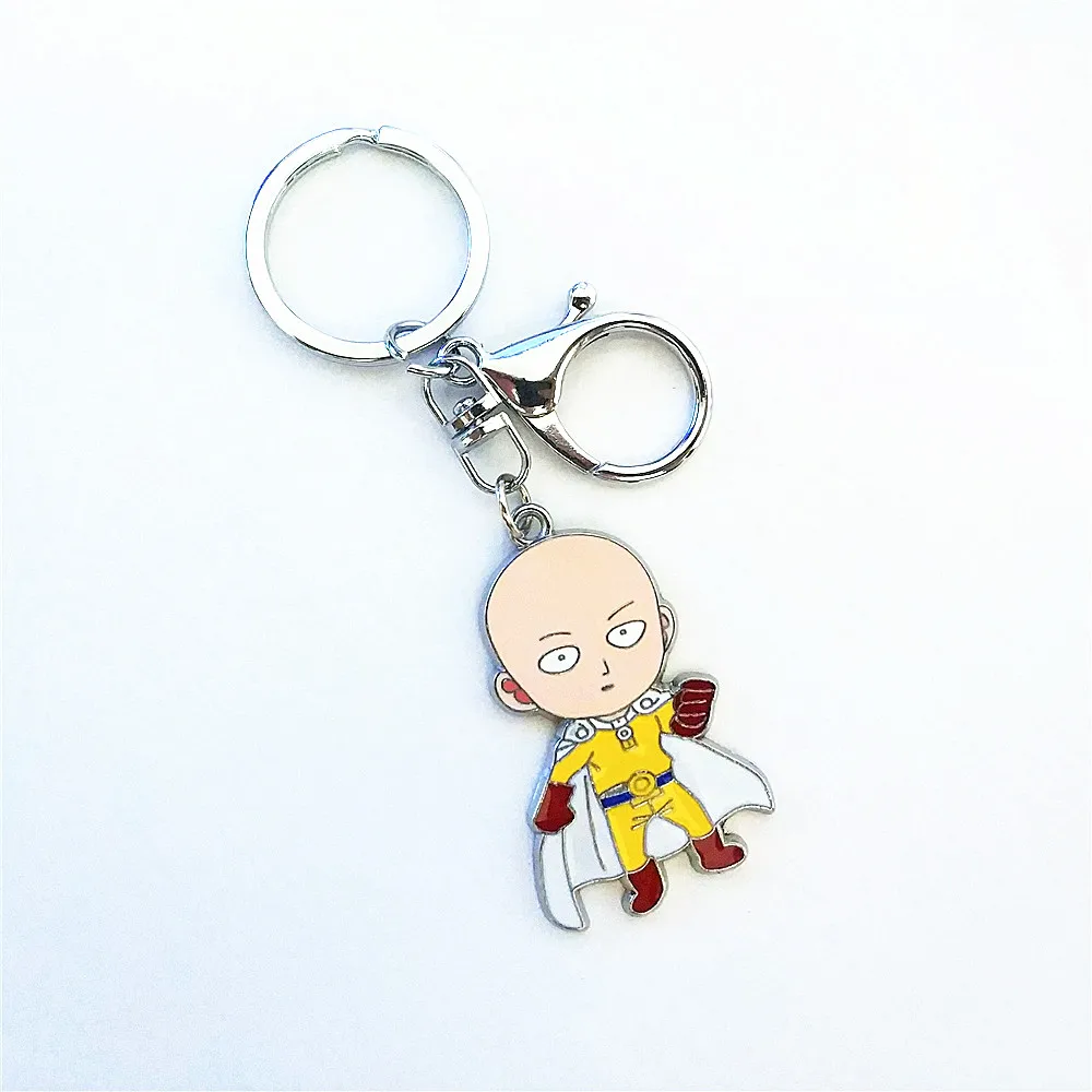 Anime ONE PUNCH-MAN Saitama Figure Mobile Chain Key Chains Keychain Necklace Metal Pendant Keyring Cosplay | Украшения и
