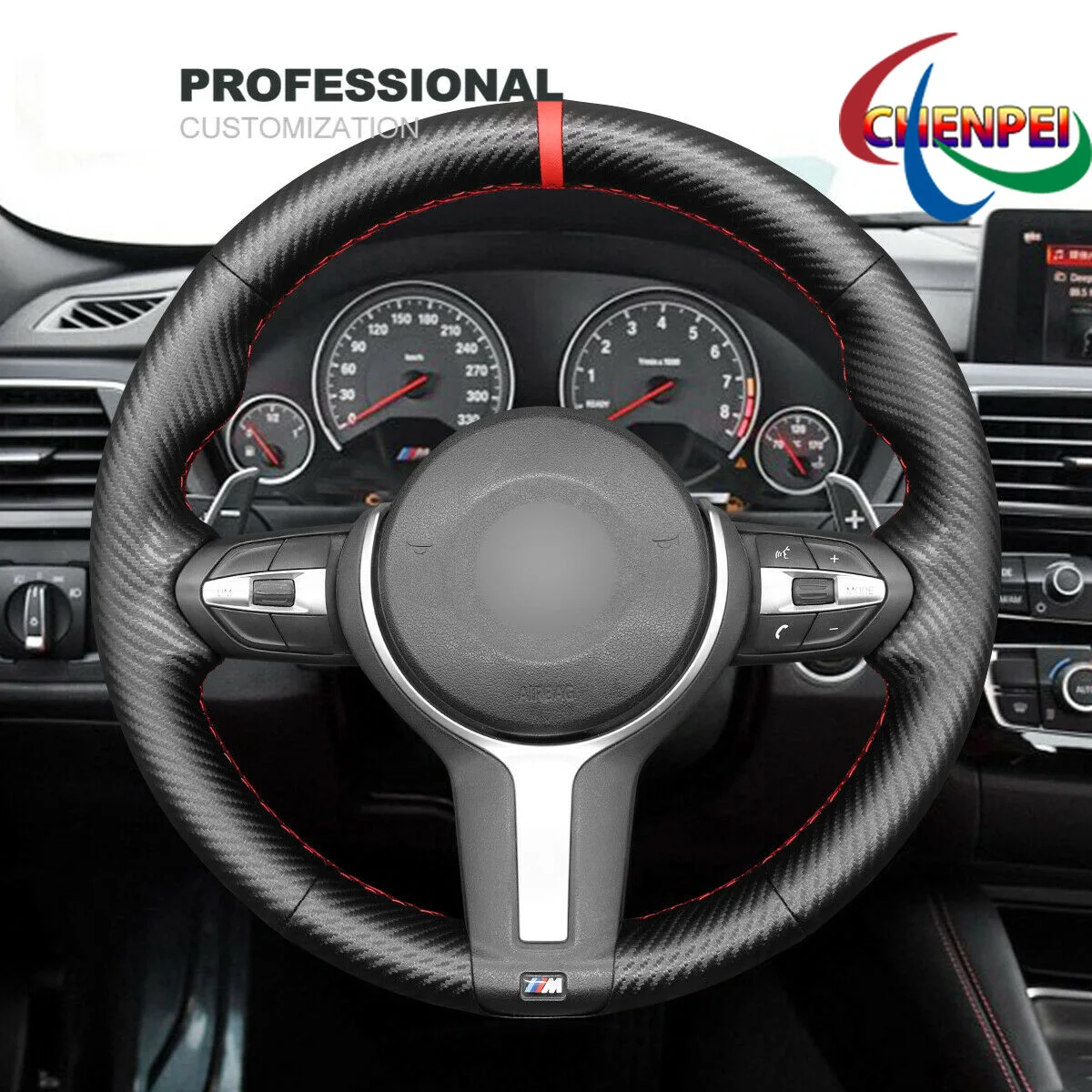 

DIY Hand-Sewn Carbon Fiber Car Steering Wheel Cover For BMW F30 F34 F22 F23 F32 F33 F36 F10 Car Interior Accessories