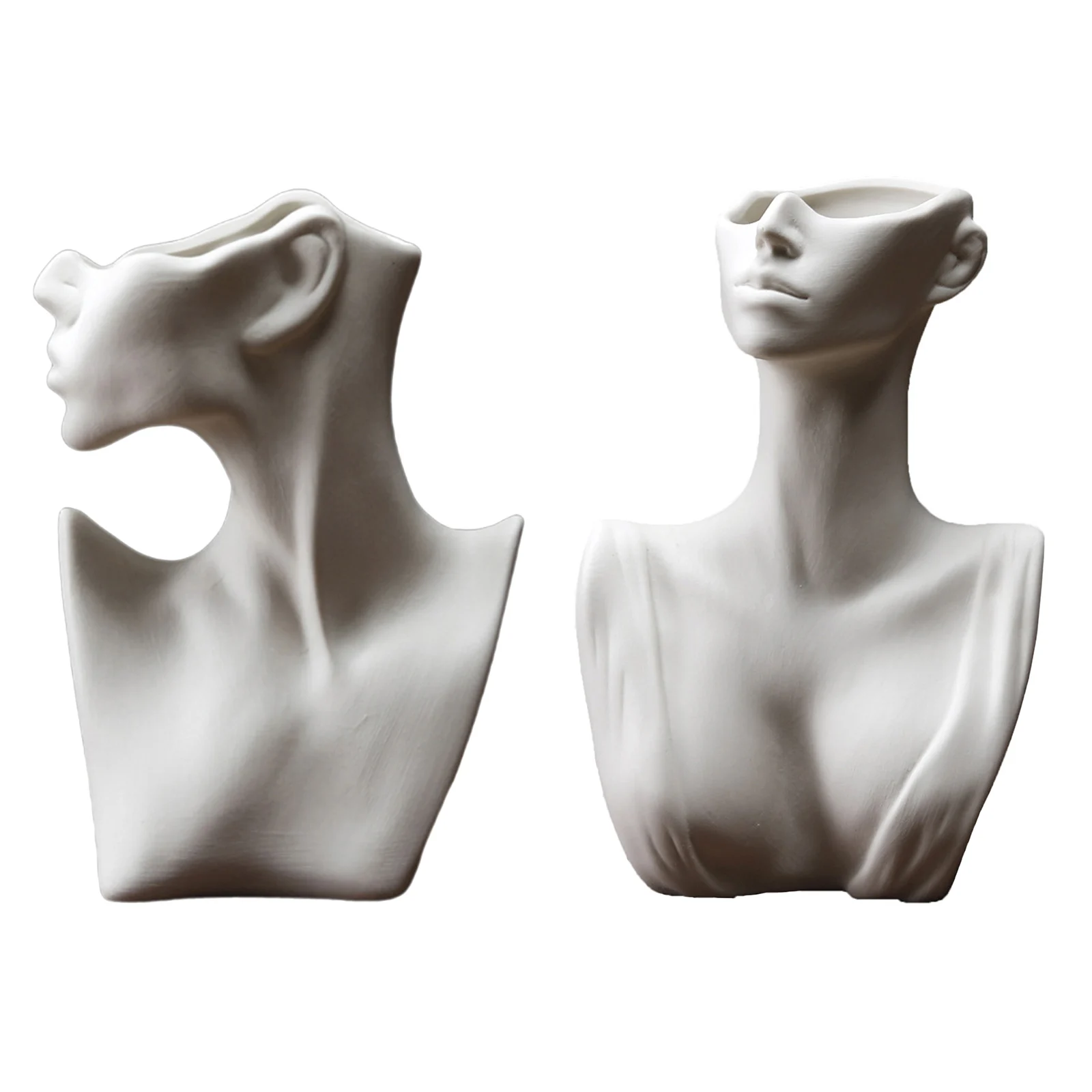 

Ceramics Statue Flower Vase White Head Planter Plants Pots Nordic Boho Office Living Room Decoration Flower Arrangement Party