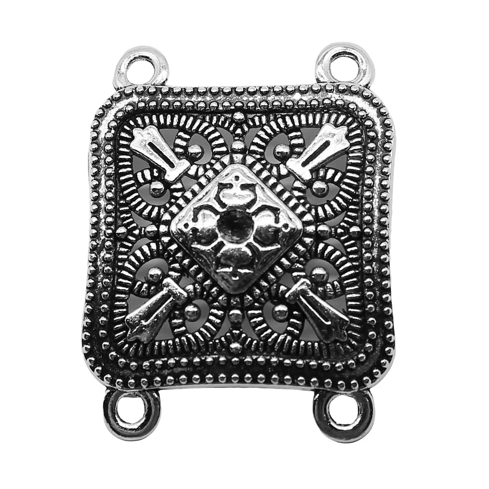 

2pcs 30x39mm Antique Silver Color 4-Hole Body Chain Connector Charms Connector For Jewelry Making Necklace Accessoreis