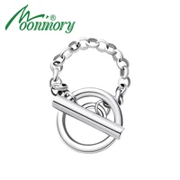 moonmory genuine 925 sterling silver rotating chain ring ot clasp anti anxiety ring european trendy jewelry for women daily gift