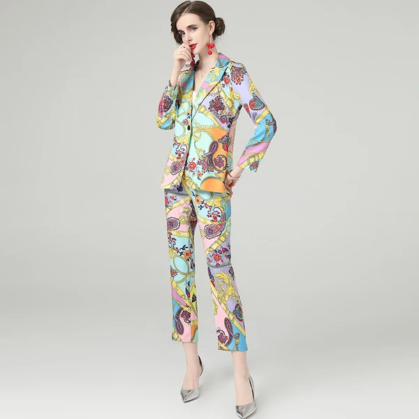 Женский Дизайнерский Костюм из 2 предметов повседневный блейзер с длинным