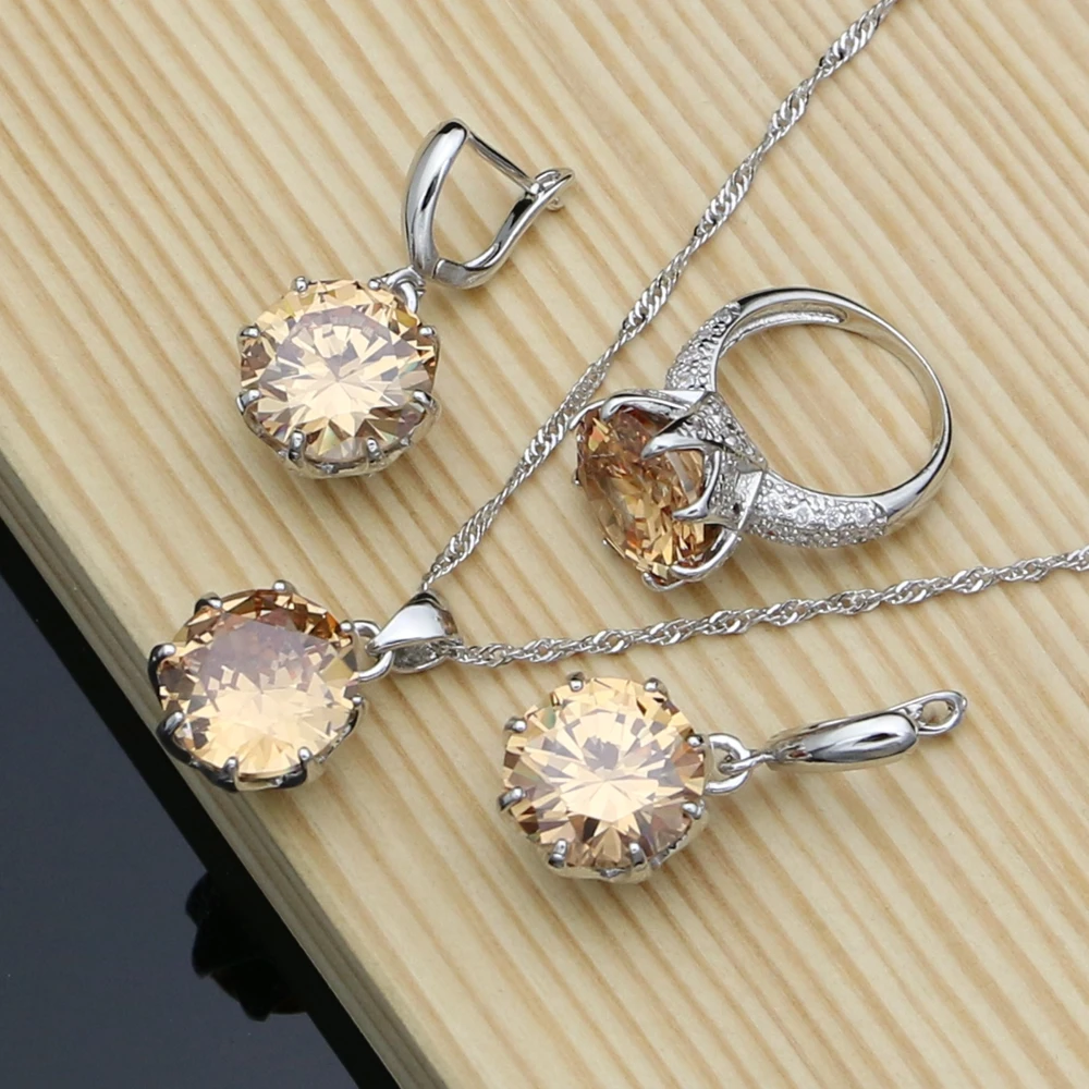 Женский комплект из колье и серёг серебра 925 пробы | Украшения аксессуары