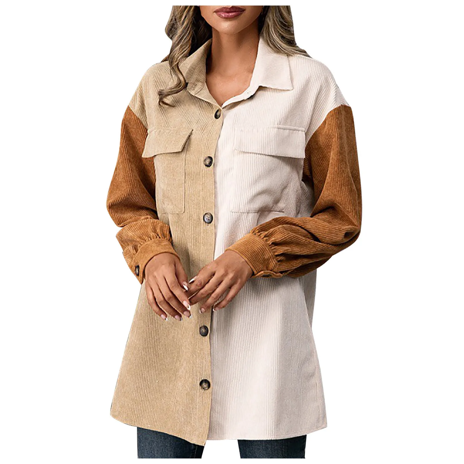 Женская модная повседневная однобортная шерстяная Свободная рубашка с отложным