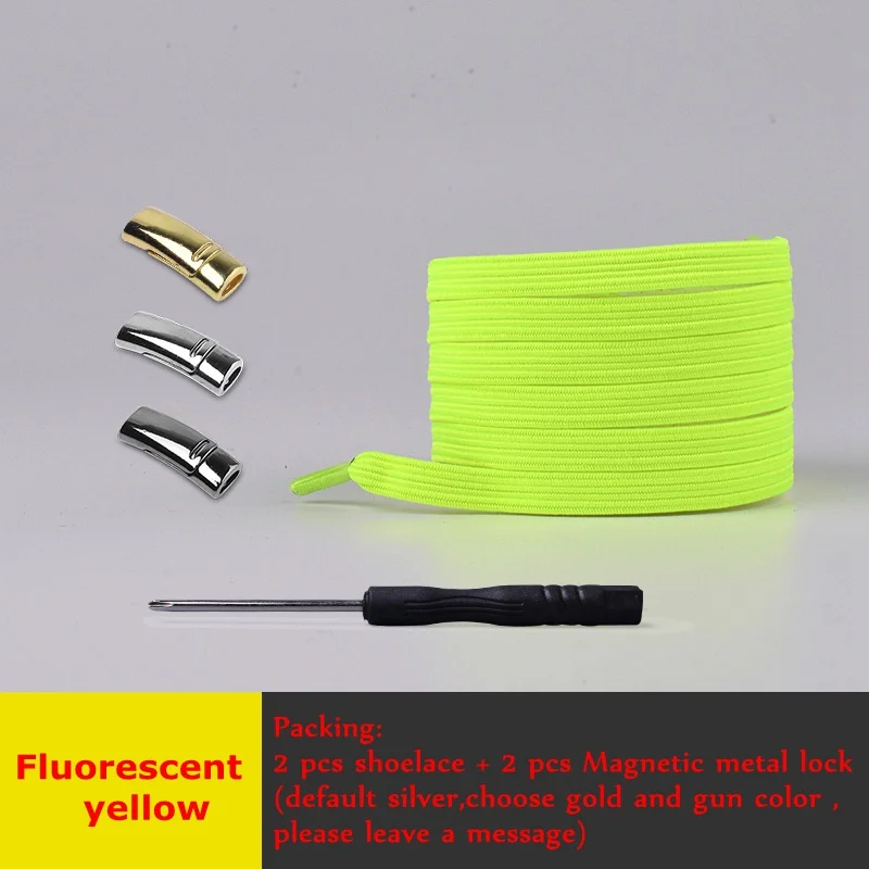Fluorescence yellow 1 пара магнитных эластичных шнурков Быстрая блокировка шнурков без галстука обувь Кружева Дети Взрослые Унисекс Спортивные туфли со шнурками обувные шнурки для шнуровки - Цвет: Fluorescence yellow