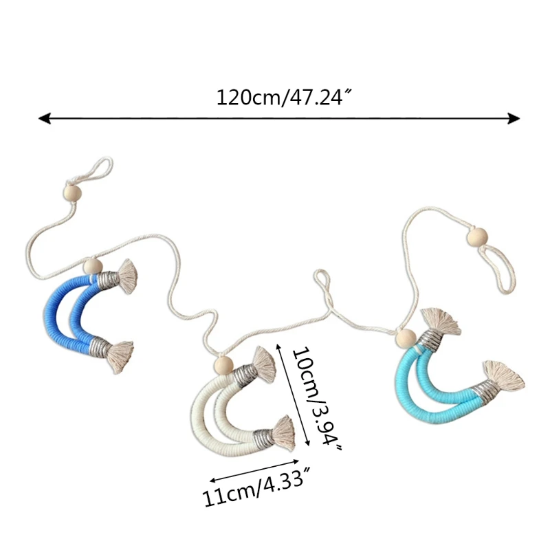 

Nordic Hand-woven Macrame Tapestry Cotton Rope Weave Moon Wall Hanging Pendant