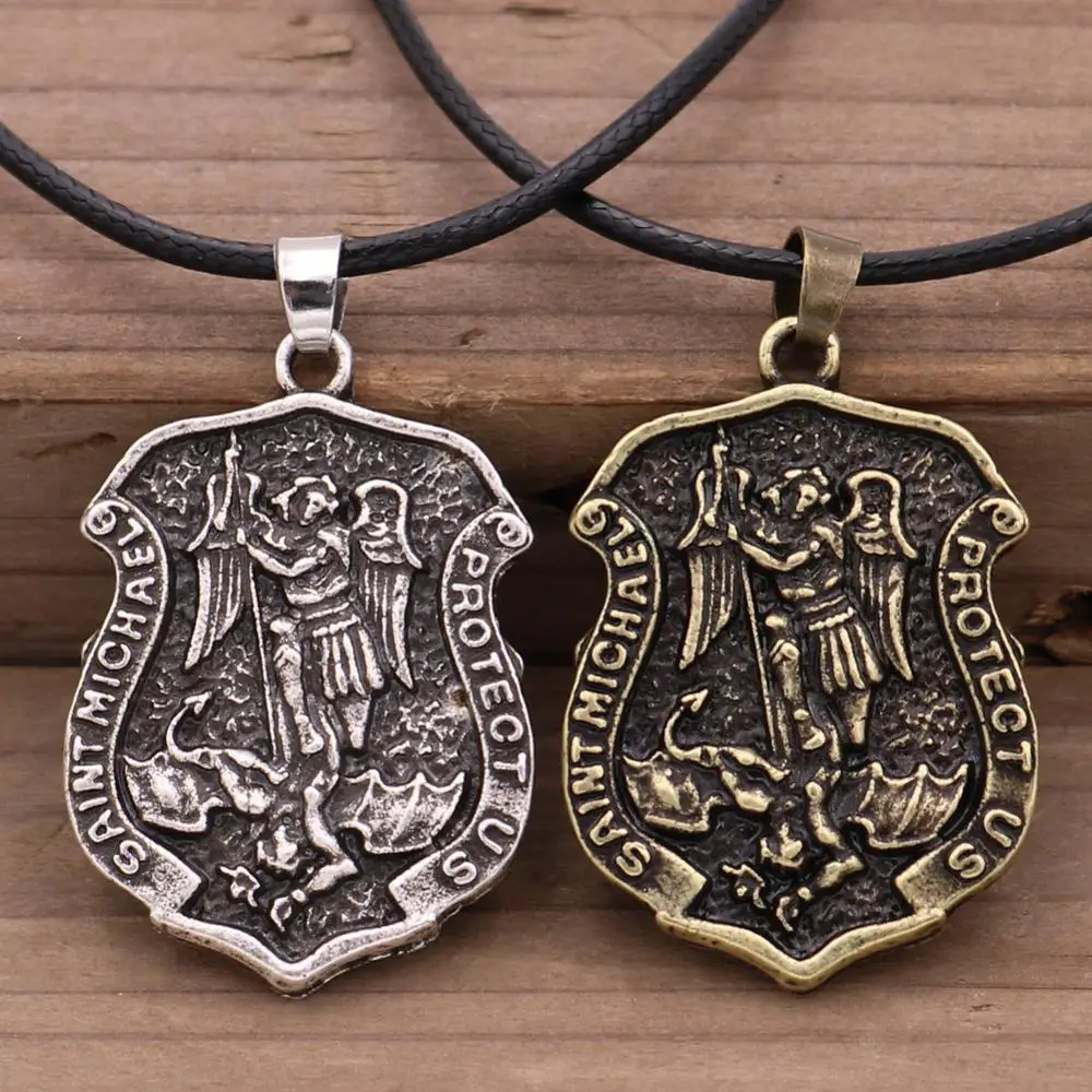 Ностальгия Archangel Saint Michael Slay Dragon Shield ЗАЩИТА US амулет талисман молитвенная медаль