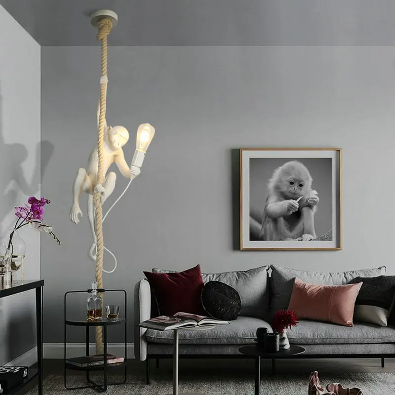 Винтажный подвесной светильник в виде обезьяны промышленный светодиодный для