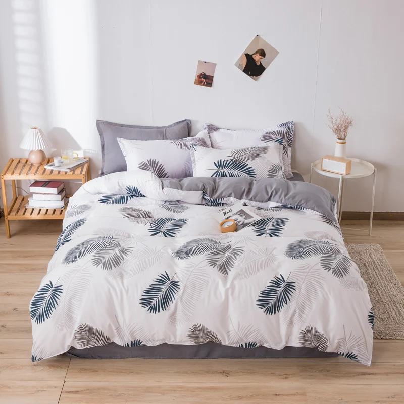 

Spring Autumn Nordic Leaf Pattern Home Bedding Sets Adult Boy Girl Duvet Cover Bed Sheet Linens Child Comforter Cover Pillowcase