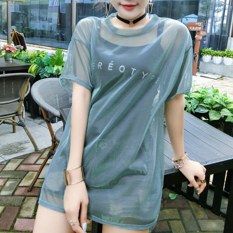 Женская Блестящая футболка с буквенным принтом Корейская Яркая Новинка лета 2020