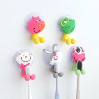 5pcsset lovely cartoon animal bathroom suction cup durable toothbrush wall mirror hanging holder towel hook