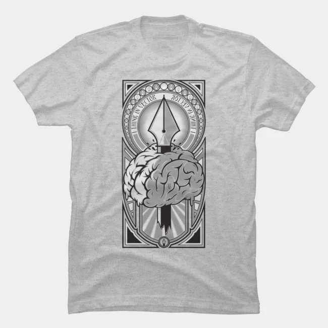 

Summer Fashion Printed men's T-shirt 100% Cotton I Think In Vector Unique Creative Short Sleeve Graphics