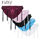 Трусы-брифы мужские атласные, эластичные трусы-джоки с оборками, с подвязками, нижнее белье для геев, Трансвестит, косплей