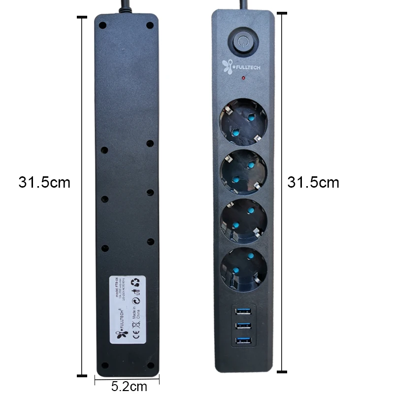 power strip eu plug 4 outlets 3 usb 1 5a port with 2m cable electrical cord for phones home office 250v 10a 2500w socket free global shipping