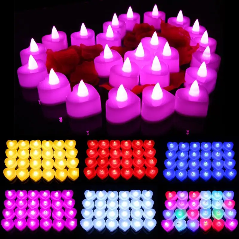 24 шт. светодиодный мини светильник в форме сердца для свадьбы Дня Святого