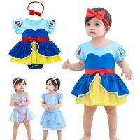 wholesale toddler girls princess romper birthday party fancy baby tutu dress halloween costume snow white dress up with headband