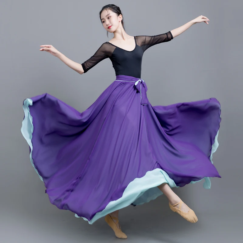 

TingYiLi Two Sides Wear Contrast Color 8M Big Swing Maxi Skirt Spring Summer Chiffon Ball Gown Skirt Long Boho Skirts Womens