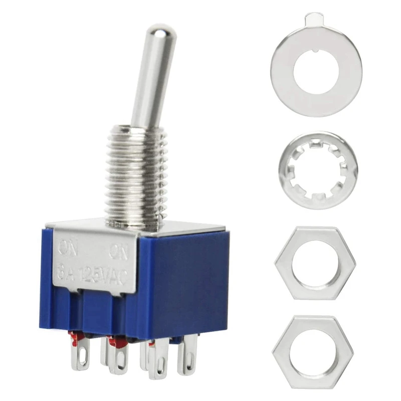 Электронный гитарный переключатель 5 штук 6А 125В переменного тока 6 контактов DPDT ON/ON 2 положения мини.