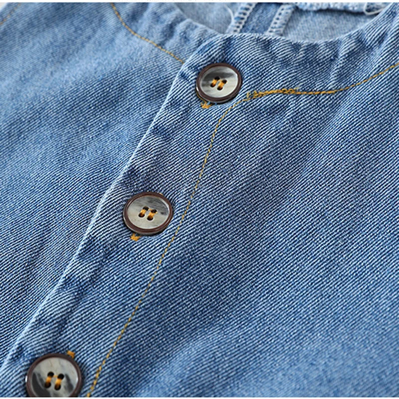 Однотонный джинсовый комбинезон для девочек и мальчиков Детские повседневные