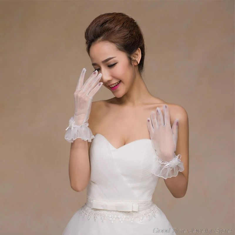 

Bridal Gowns Accessories Thin Mesh Flowers with Fingers Short Gloves Fashion Glamour Lady Party Role Playing Glove M10 21