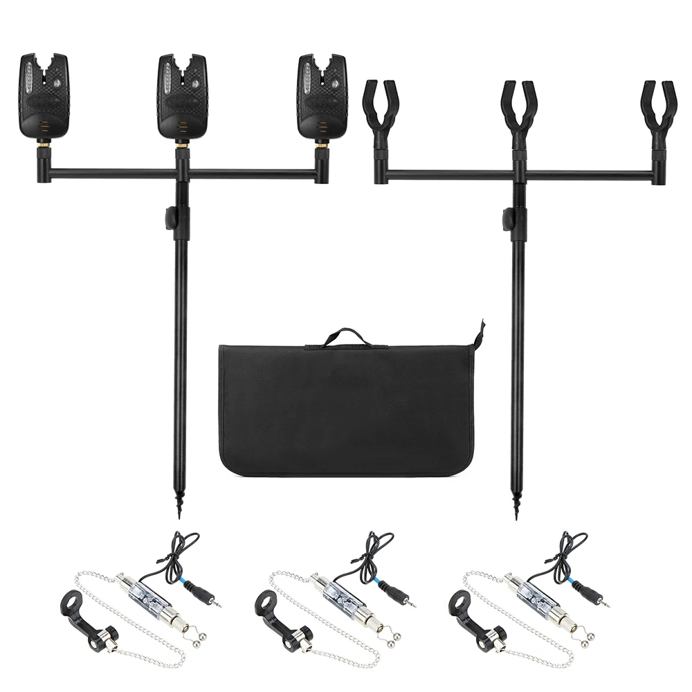 

Fishing Bite Alarm Set with Swinger Fishing Rod Rest Fishing Pole Holder Bite Alarm Bar Storage Bag