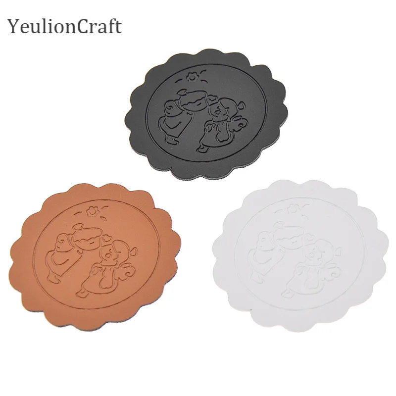 8 шт./лот этикетки из ПУ кожи круглой формы для одежды сумок поделок|Этикетки