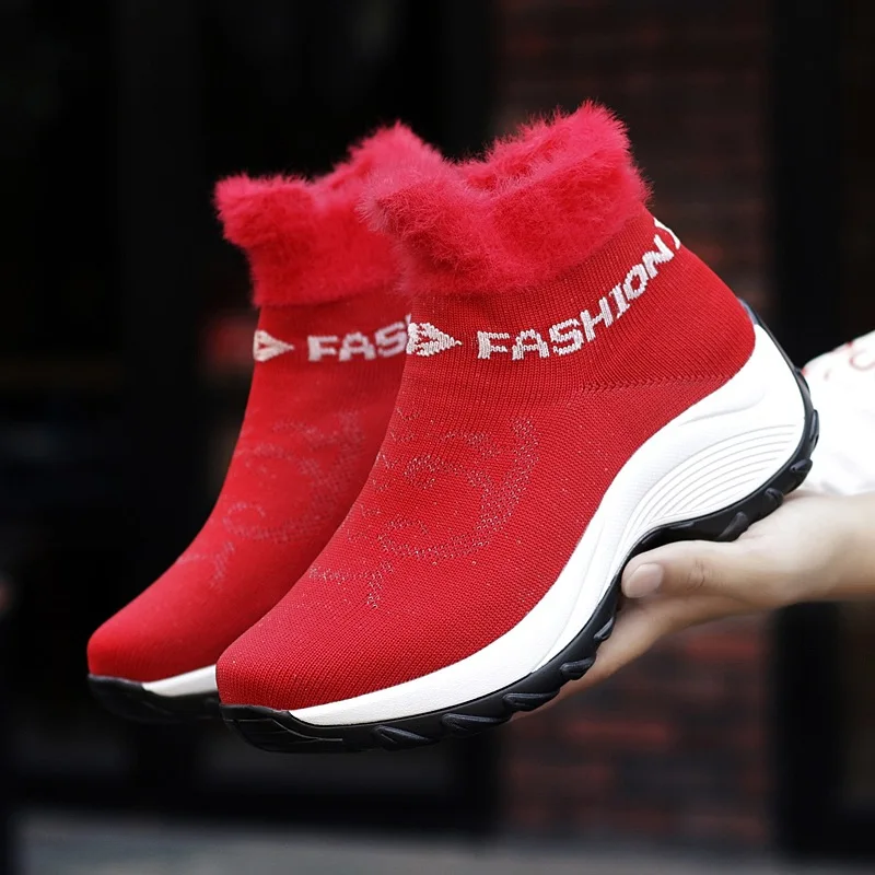 Женская обувь ботильоны на платформе женская зимняя меху теплая сапоги до