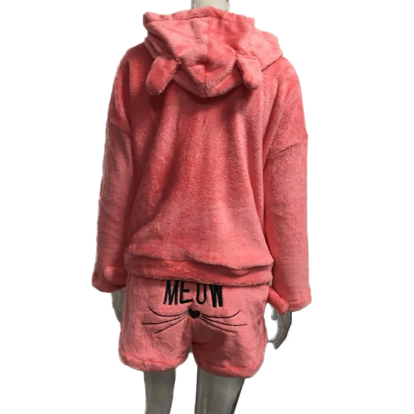 

Winter Flannel Cartoon Warm Pyjamas Women Pajama Sets Autumn Female Fashion Girls Homewear Animal Sleepwear Cat Cute Sleepwear