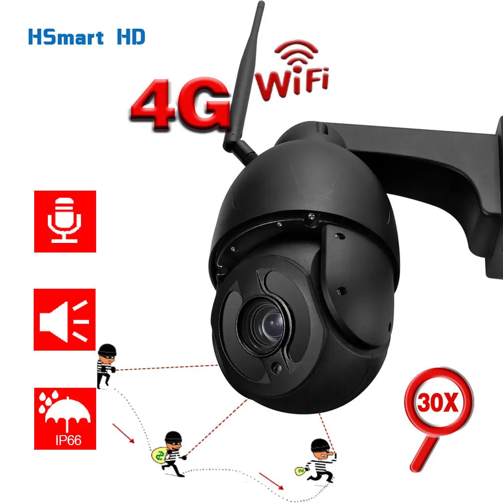 

Outdoor WIFI IP Camera 5MP 4G Sim Card AI Auto Tracking 30X Zoom Wireless PTZ Speed Dome CCTV Camera Two Way Audio IR 80m Camhi