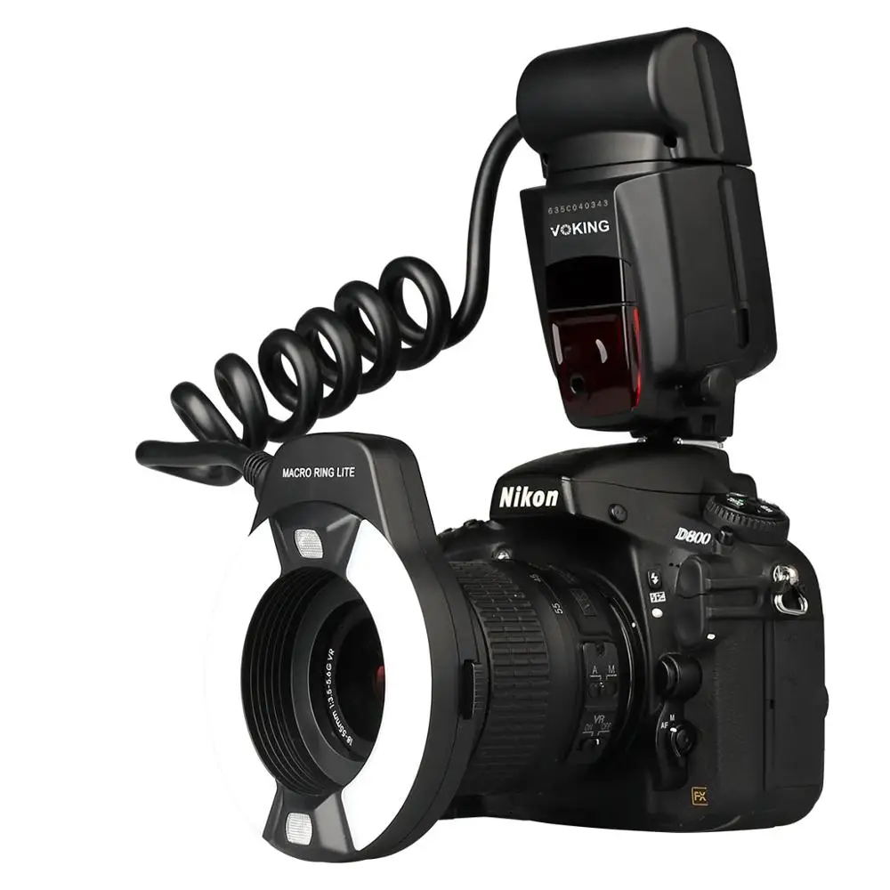 Voking ttl макро светодиодный Кольцевая вспышка VK-110N для Nikon D60 D90 D3000 D3100 D3200 D5000 D5100 D5200 D7000 D7100 цифровых зеркальных камер