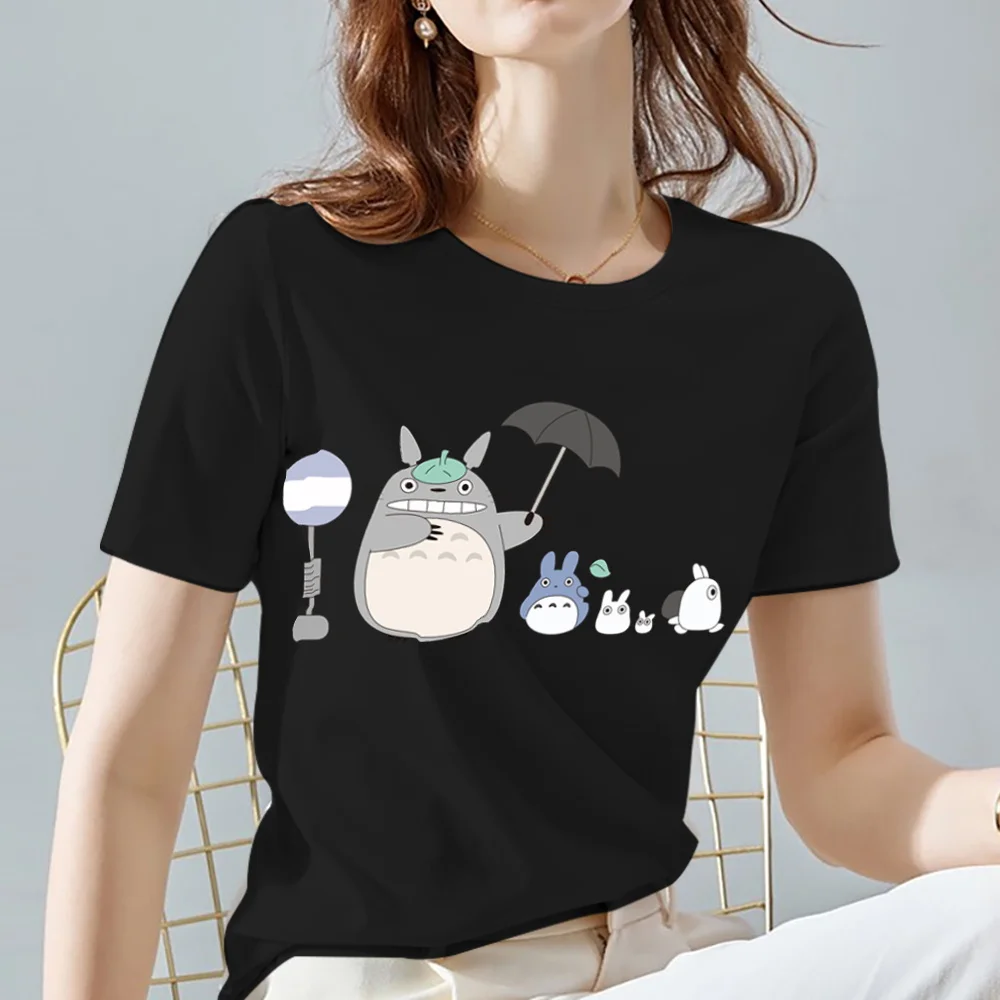 

Women's T-shirt Hayao Miyazaki Totoro Pattern Tee Classic Black All-match Animal Printed Series Short Sleeve Tops Ladies Clothes