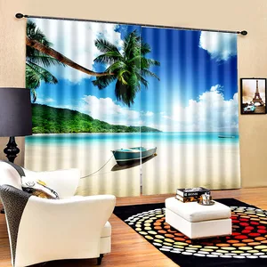 home beach mountain scenery 3d printing curtain sunshade material custom decorative curtain bedroom living room curtain free global shipping