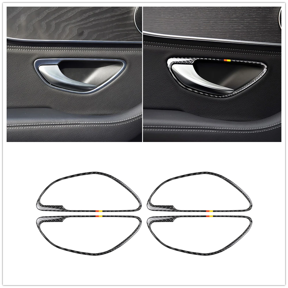 

For Mercedes-Benz C-Class GLC W205 X253 2016-2018 Door Handle Cover Frame Trim Real Carbon Fiber Handknob Bezel Sticker Decor