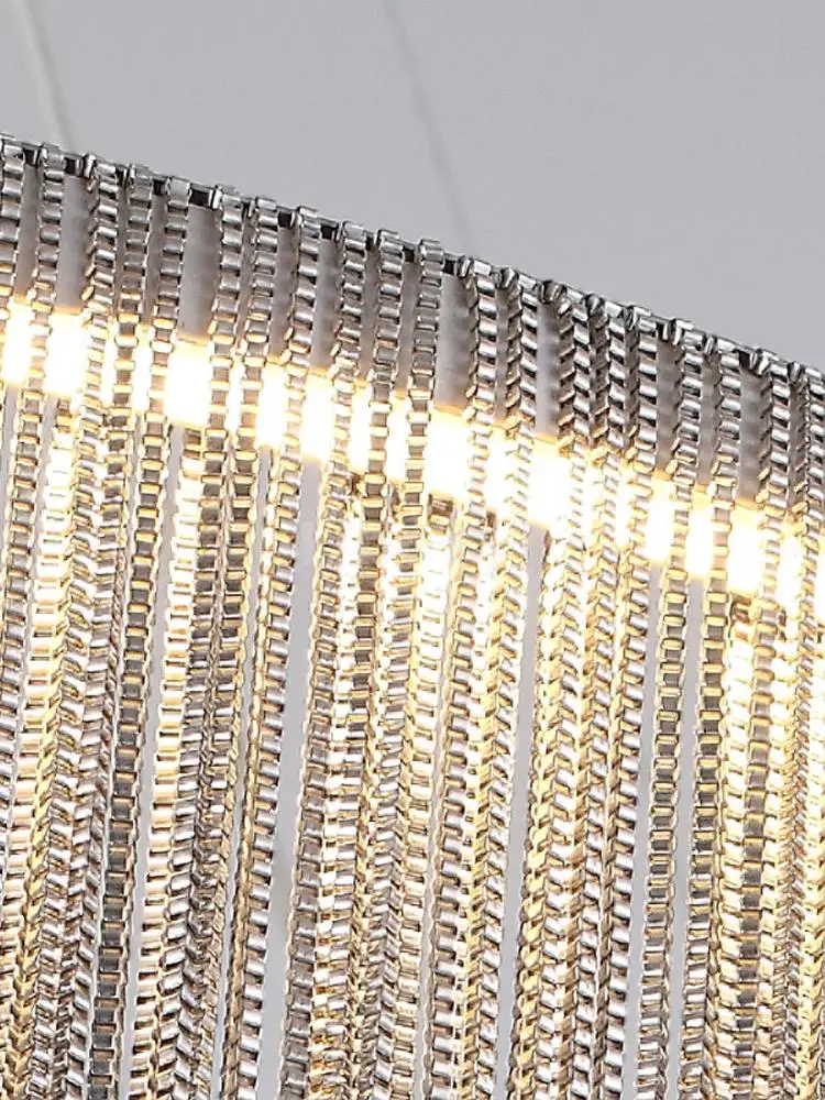 

LED tassel chandelier remote modern three-color adjustable Nordic restaurant chandelier luxury hotel living lighting