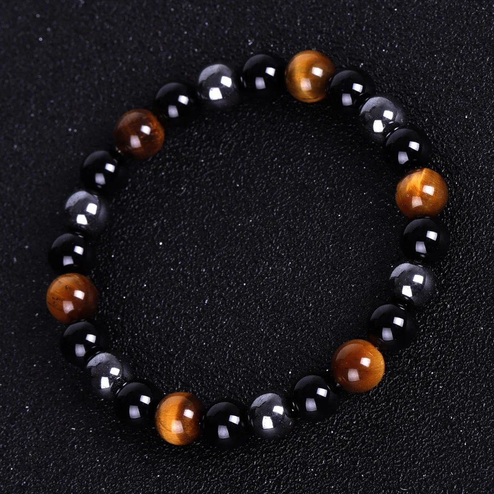 

2021 New 8mm Volcanic Stone Natural Buddhist Prayer Beads Cross-border New Style Couple Fashion Friendship Woven Bracelet Bijoux