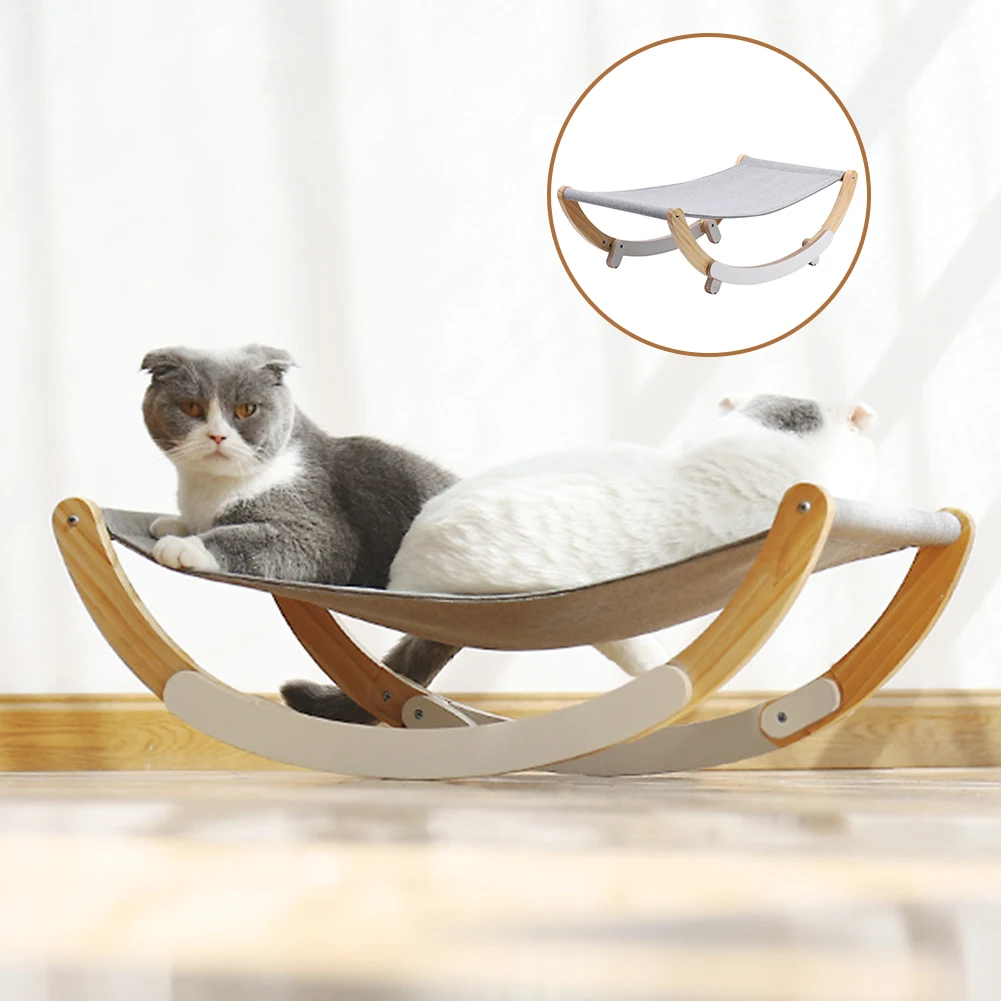 

Pet Cats Sunbathing Hammock Pet Cat Hammock Rocking Chair Solid Wood Swing Bed Suitable For Small And Medium Cats Or Dogs polite