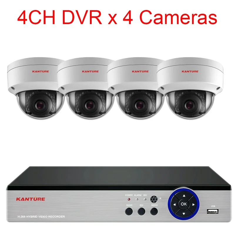 KANTURE h.265+ 8CH 5MP система видеонаблюдения 5MP камера безопасности Система IP66 Антивандальная Крытая уличная камера система ночного видения - Цвет: 4CH DVR x 4 Camera