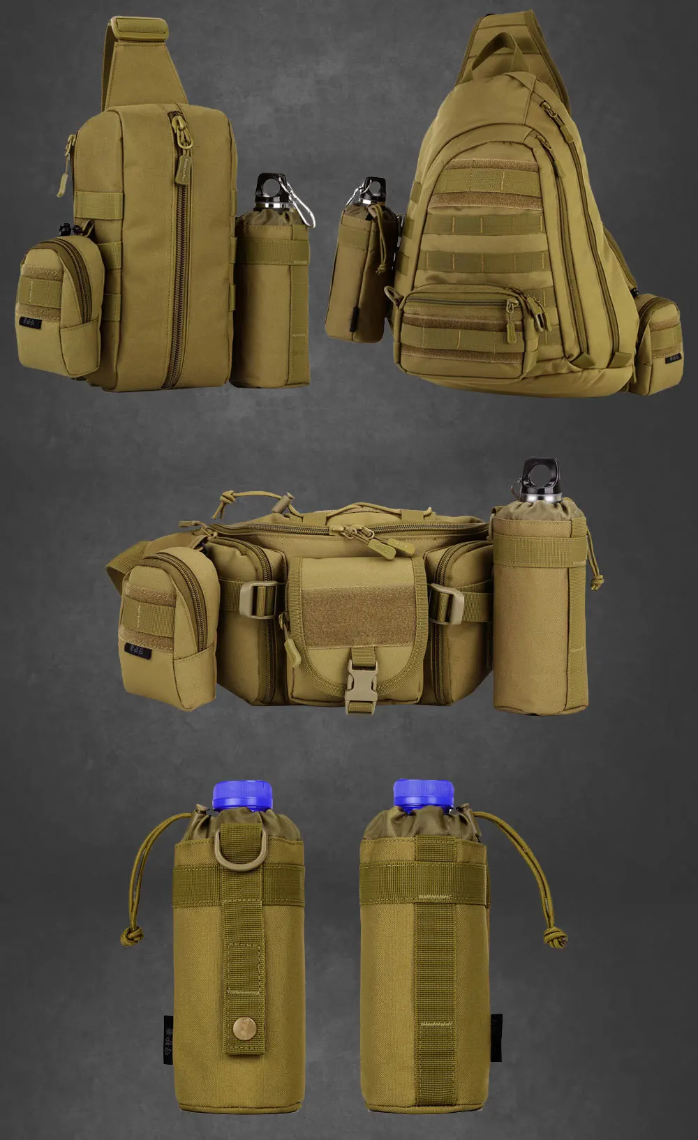 SINAIRSOFT MOLLE система армейская прочная бутылка для воды d-кольцо держатель шнурок мешок Открытый тактический военный бутылка для воды сумка