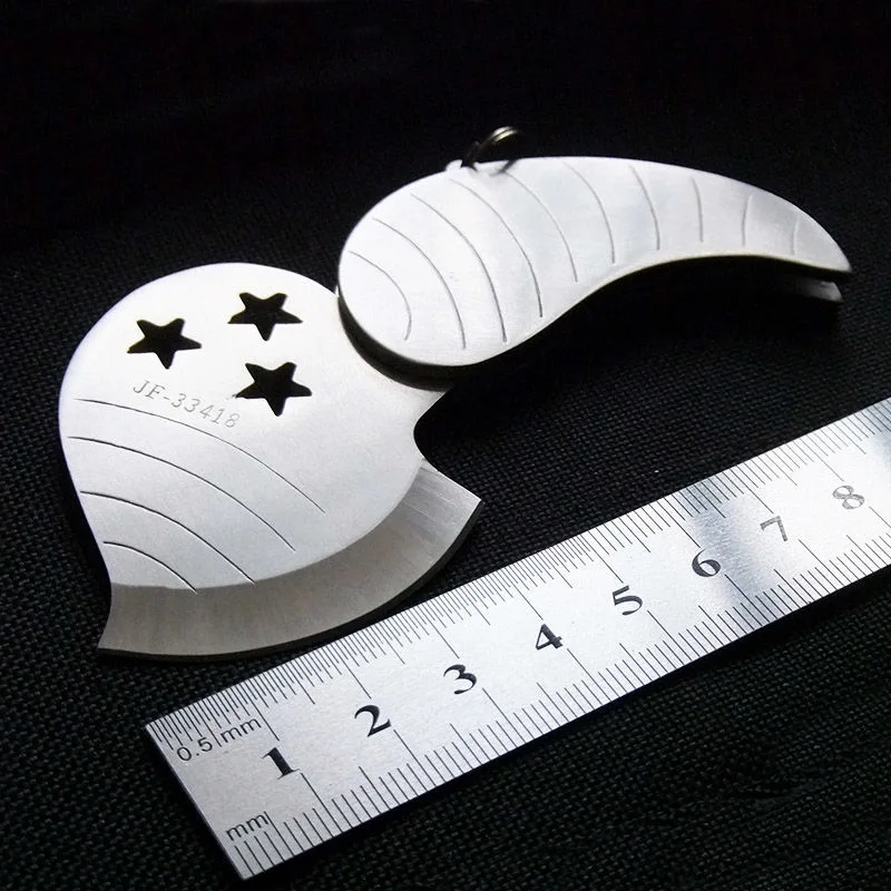 

Mini 420 Stainless Steel Leaf Knife Folding Knife Creative Key Knife Ornament Portable Fruit Lancet