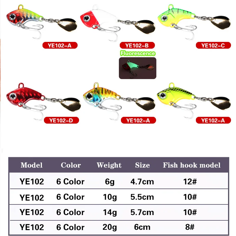 7g10g14g20g Vib Spoon Set Metal Fishing Lures Bait Bass Pike Trout Jig Spinnerbait Sequins Vibrating Whopper Plopper Pesca HOT
