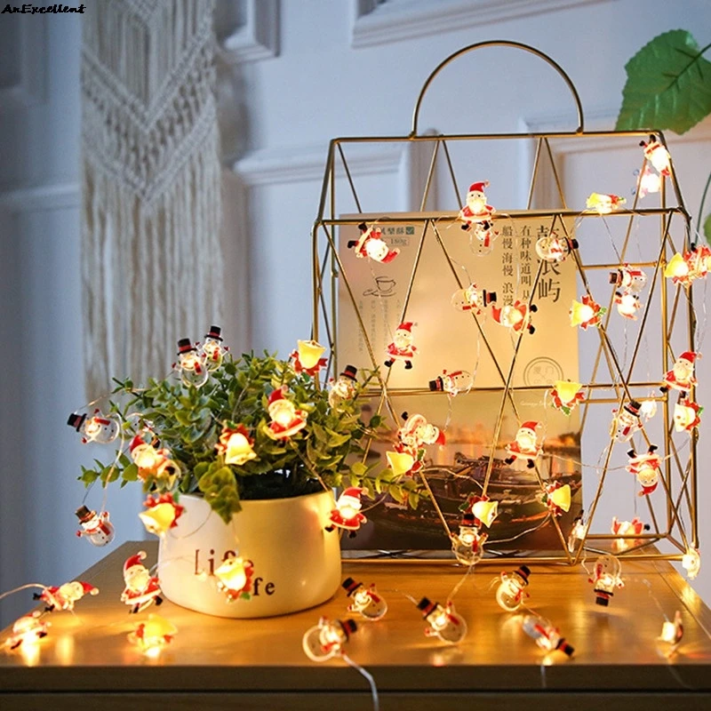 

Santa Claus Battery Holiday Decoration Light For Home Garden Room Fairy Wedding Indoor Lamp String Christmas Atmosphere Light