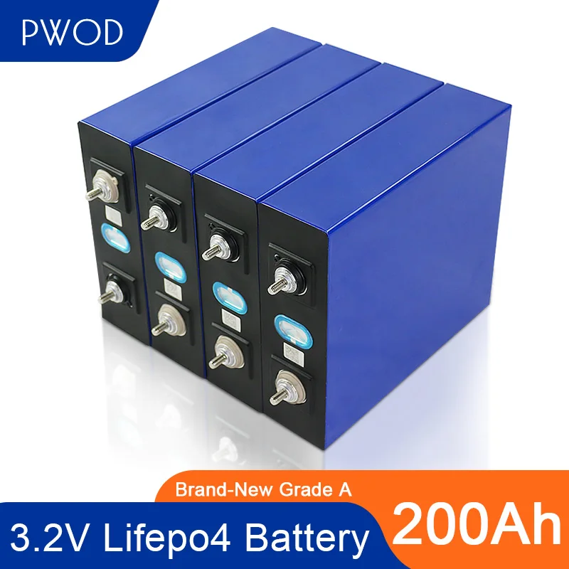 PWOD 4 шт. 3 2 V 200Ah с BMS Lifepo4 Батарея 2021 Новый ранг литий железо фосфатный литиевая