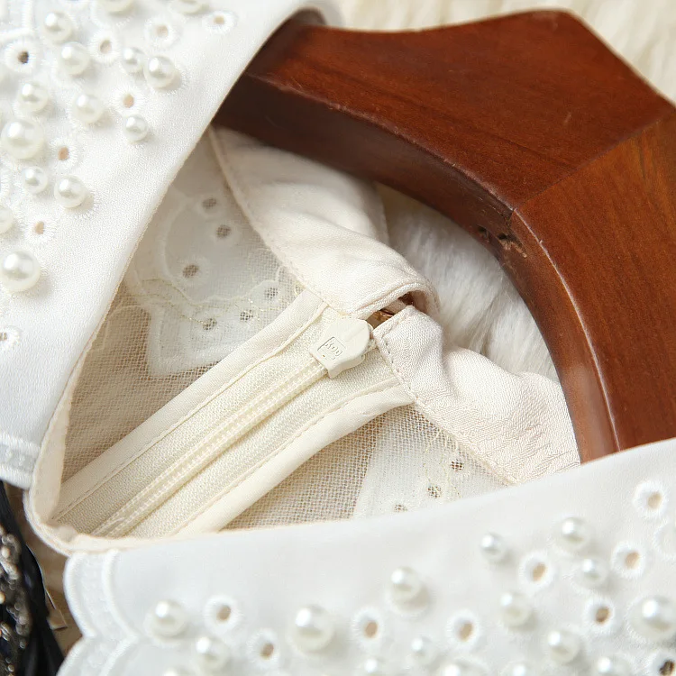 

High Quality Spring Women's New Sweet Bow-knot Lapel Mesh and Jacquard Fishtail French Dress