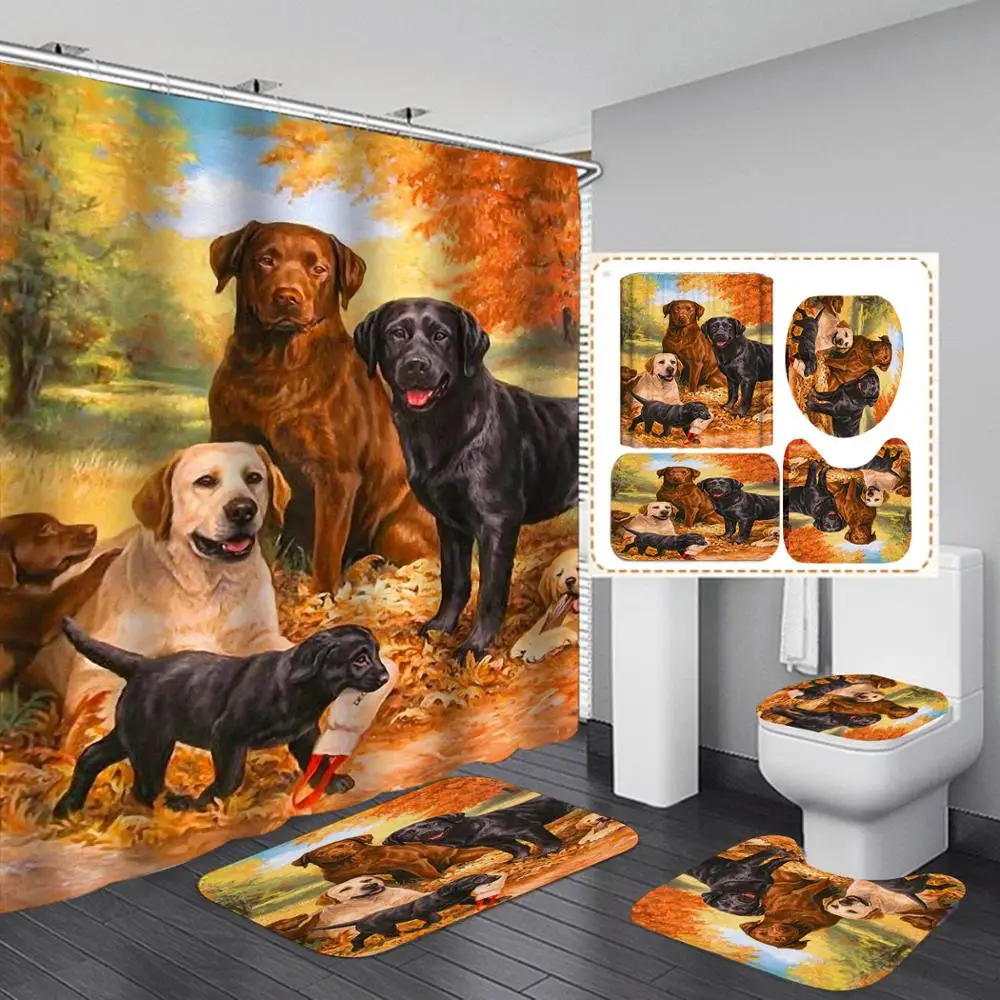 Periodic Table of Elements Shower Curtain 4 Piece Carpet Cover Toilet Bath Mat Pad Set Bathroom with 12 Hooks | Дом и сад