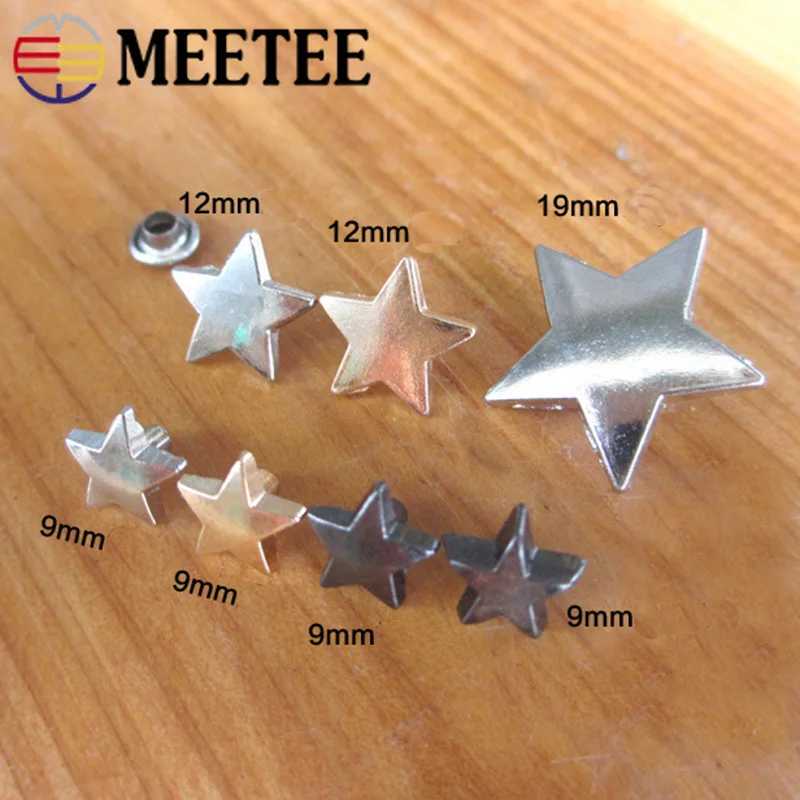 Meetee 50pcs 9/12/19mm Metal Star Rivet Buckles Shoes Leather Belt Decoration Nail Clasp Accessories DIY Bags Clothing | Дом и сад