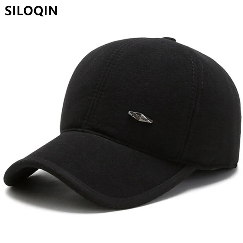 

SILOQIN New Winter Men's Warm Baseball Caps Cold Proof Earmuffs Hats Adjustable Size Ear Protection Sports Cap Bone Snapback Cap